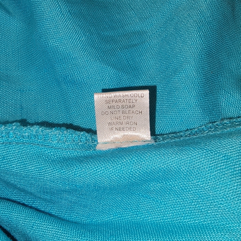 Super Cute Linen Teal Button-Up Hooded Jacket Size XL - Picture 13 of 15